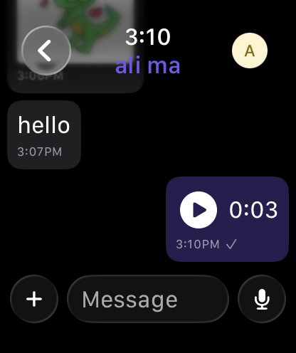 SGWatch voice message on Apple Watch